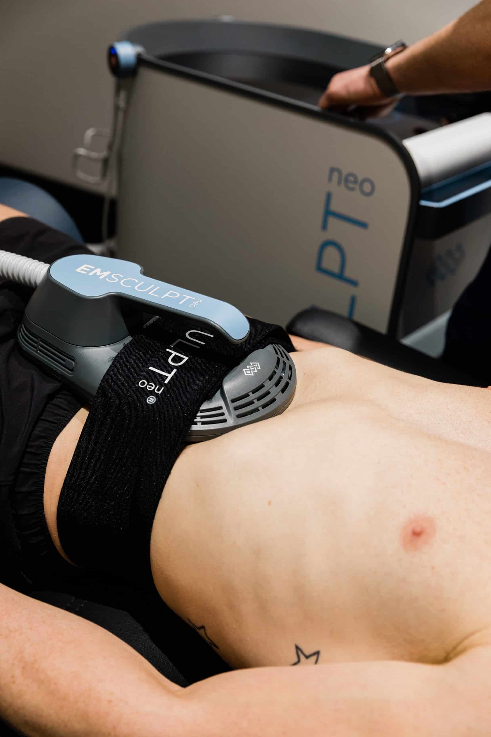 Emsculpt NEO device used for muscle building and fat reduction at The Derm Lab in Melbourne